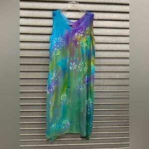 New 10 to 14 Z-A Batik Colorful Sleeveless Dress sundress blue green purple